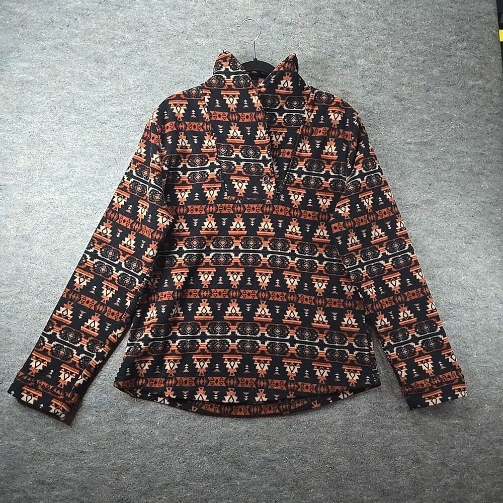 Outback Trading Co Birdie Pullover Aztec Western Fleece Jacket Top Womens sz L